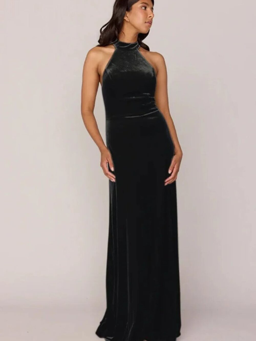 Revelry Tori Black Velvet Maxi Dress Open Back Formal Gown Size 6